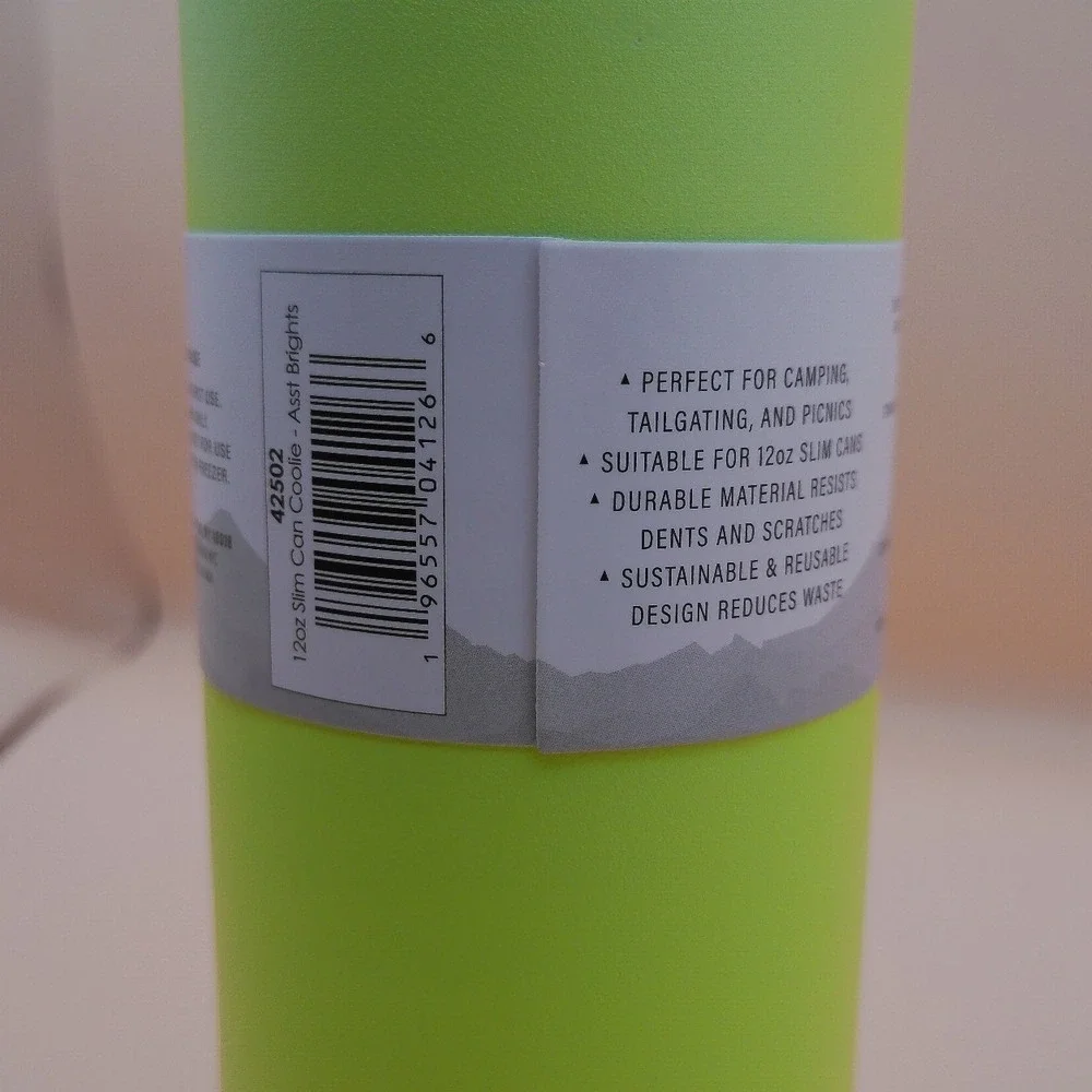 HydraGear 12 oz Stainless Steel Slim Can Cooler Coolie Neon Lime Orange NWT NEW